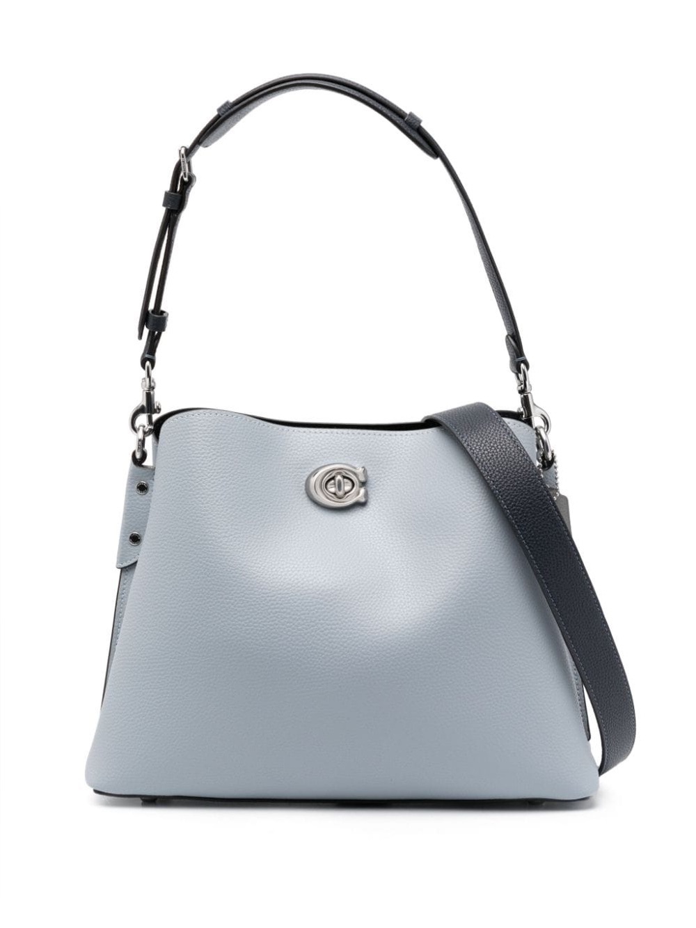 Coach Willow Bucket Bag in color block polished pebble leather Dove Grey Color